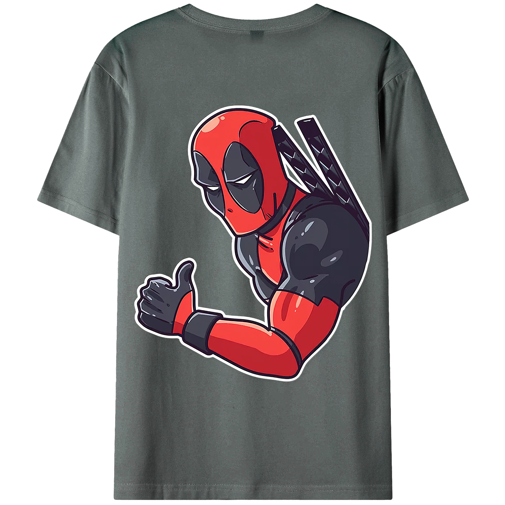 （画像用） Deadpool デッドプール 綿100％ メンズ半袖Tシャツ（バックプリント） 通気性